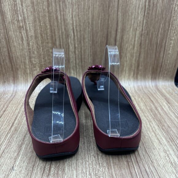 Fitflop Sandals Verna Pearl Flip Flops Thong Shooes Red Maroon Women’s Size 10 - Picture 3 of 8